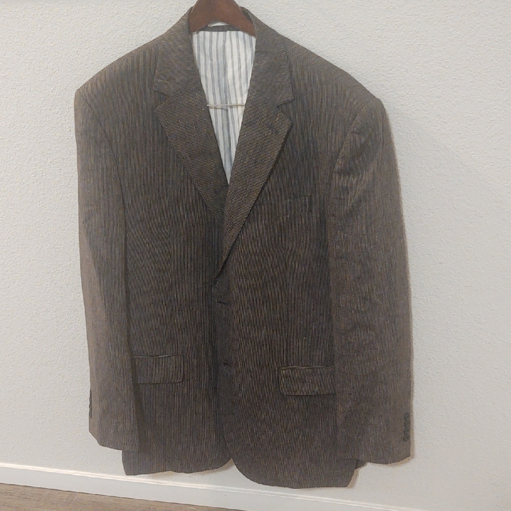 U&I Men's Black Linen Pinstripe Sports Jacket